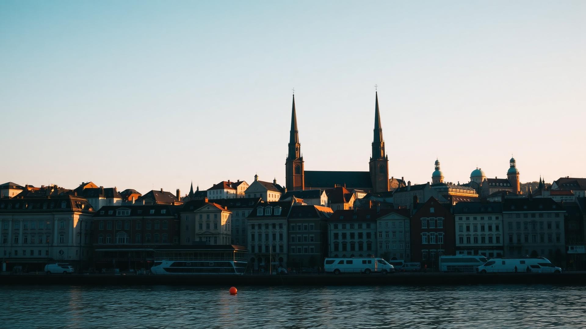 Stockholms gamla stad i kvällsljus